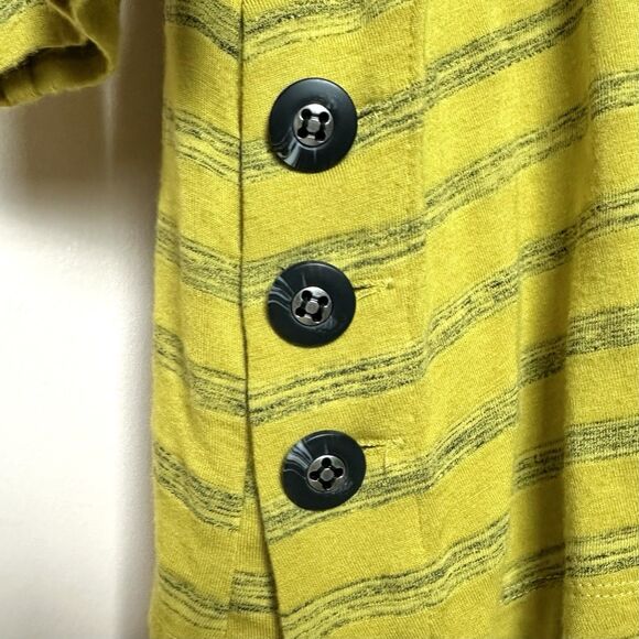 Ali Miles Top Med Yellow-Green Knit Cowl Neck Artsy Lagenlook Striped - Picture 4 of 8